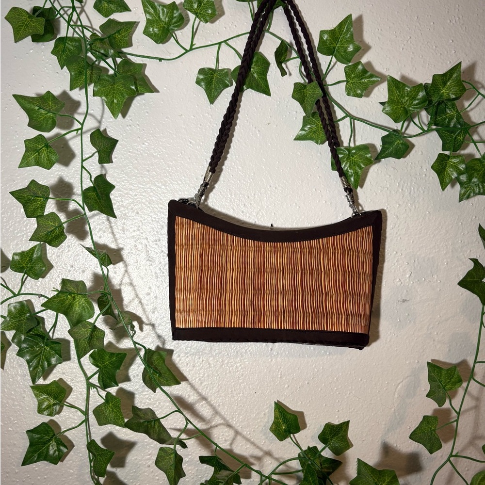 Elegant Brown Woven Handbag